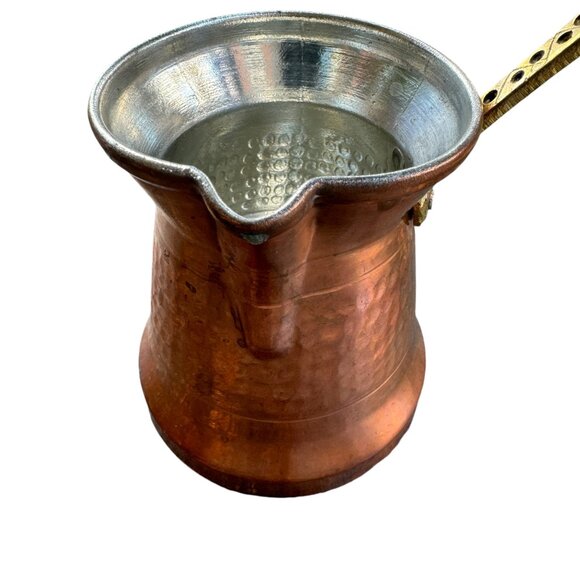 Hammered Copper Turkish Coffee Pot Small Saucepan - Picture 1 of 16